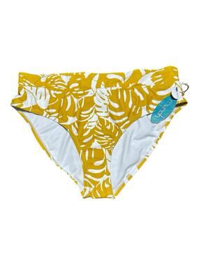 Mynah Swimwear Yellow White Floral Bikini Plus Bottom Size XL NWT Beach